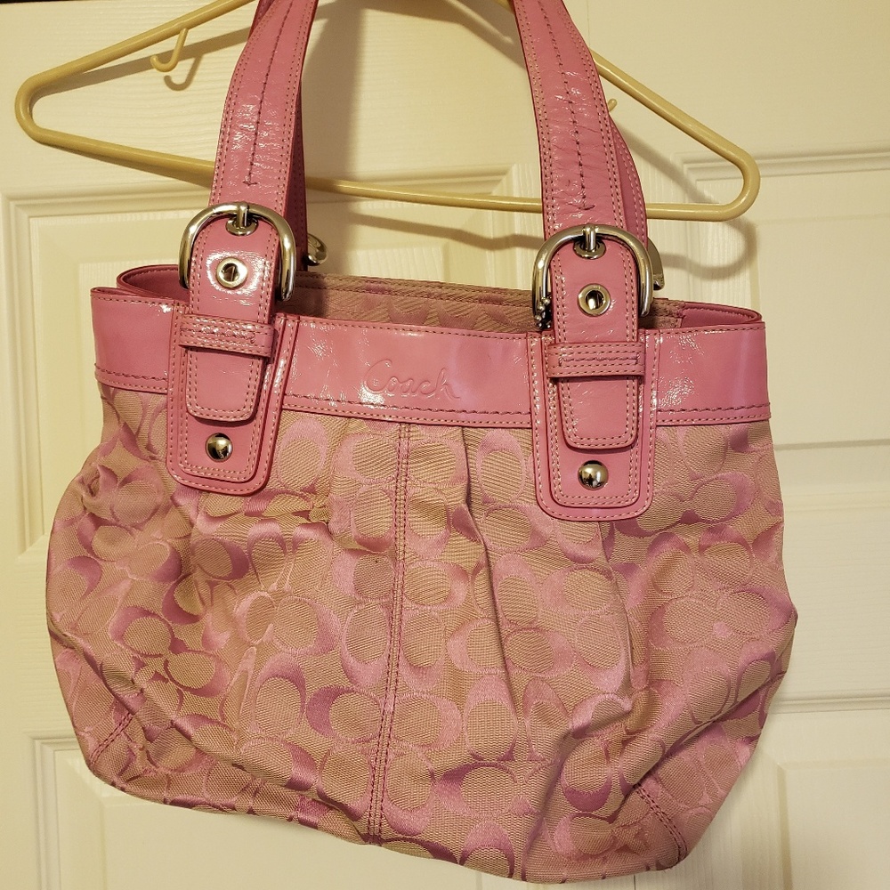 Pink Signature Canvas Coach Purse